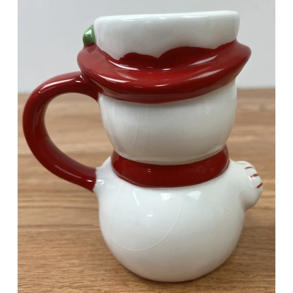 Pottery Barn Set of 2 Christmas Mugs Reindeer & Snowman Vintage Style